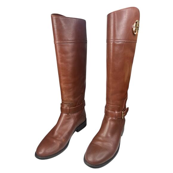 Tory Burch Women’s Adeline Brown Leather Tall Riding Boot Size US 8 - Picture 6 of 13